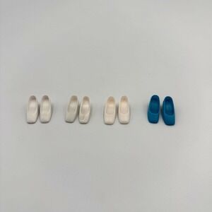 VTG Barbie Clone Square Toe Heels Set of 4 | Marked Taiwan‎ & Korea | White/Blue